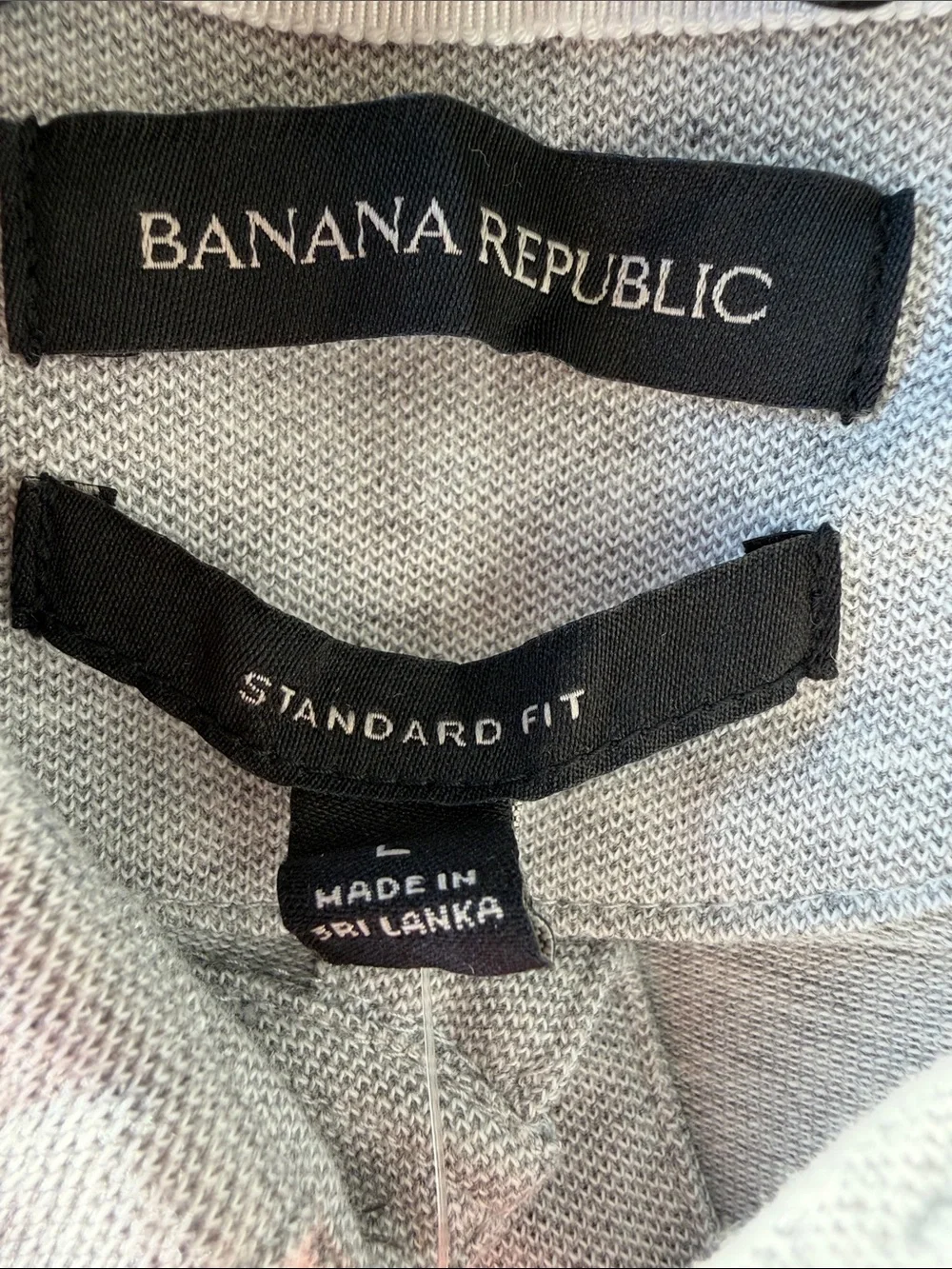 Banana Republic Light Gray Men's Polo Two Tone Regular Fit size Large